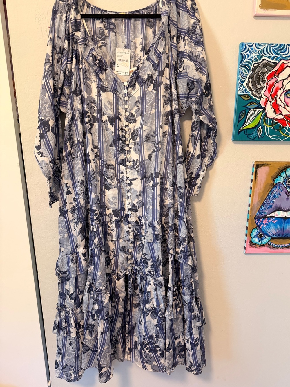 Free People Boho Blue Floral Tiered Maxi Dress - Picture 2 of 4